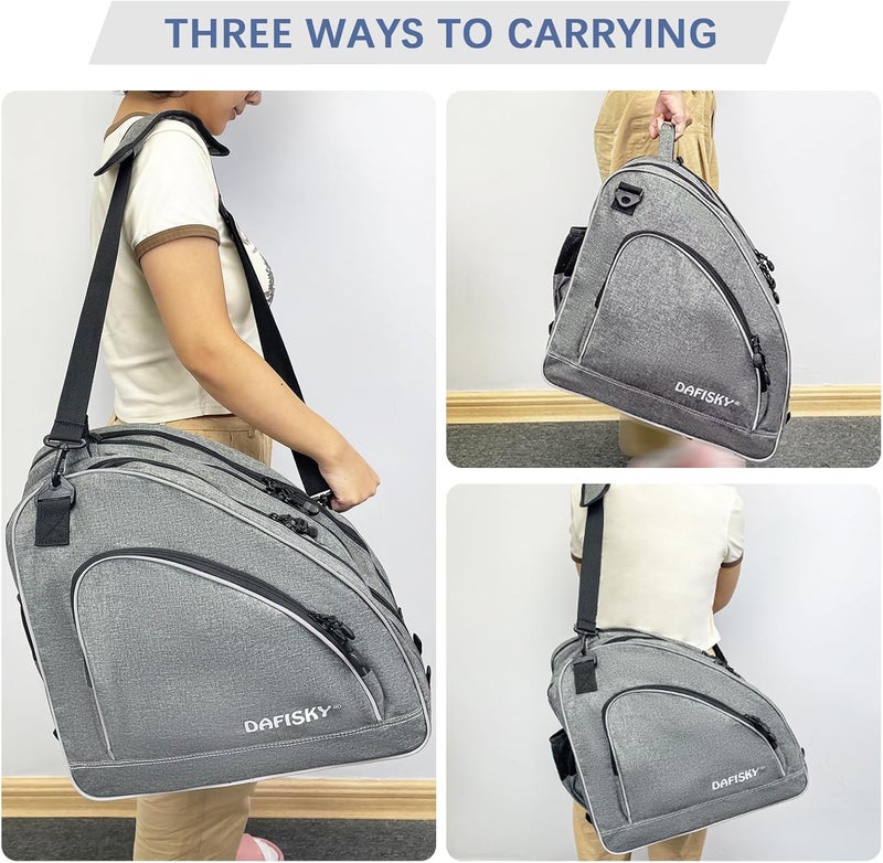 DAFISKY Roller Skate Bag - Ice Skate Bag Fits Inline Skates Quad Skates Rollerblades Figure Skates for Women Men Youth - Image 5